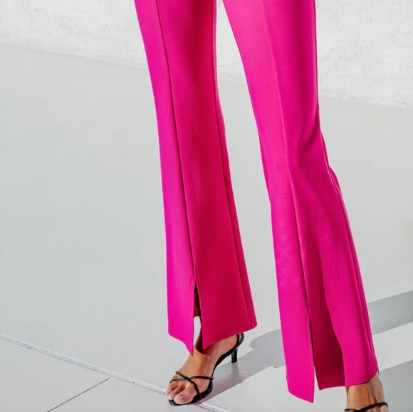 Vici Fore Bijou Split Hem Flare Magenta Jumpsuit NEW - Picture 3 of 8